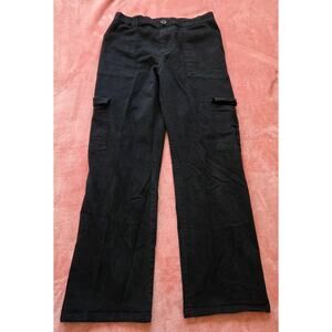 LEPUNUO Women's Elastic Waist Black Cargo Pants Size M